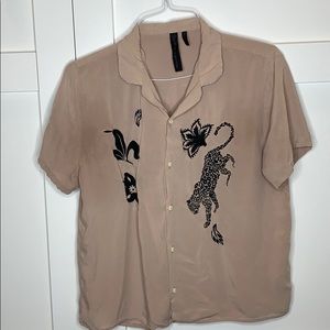 Revere Shirt in Pink with Embroidery